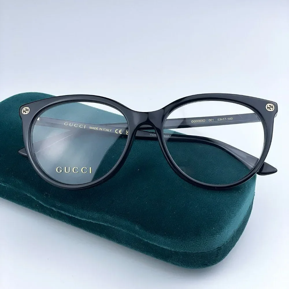 NEW Gucci GG0093O 001 Black Oval Logo Women Eyeglasses